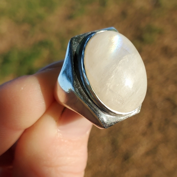 New Men's Rainbow Moonstone 925 Silver Ring. - Picture 6 of 16